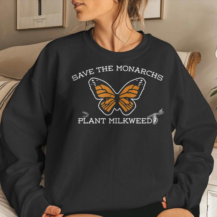 Save The Monarchs Pun Butterfly Etymologist Women Sweatshirt Gifts for Her