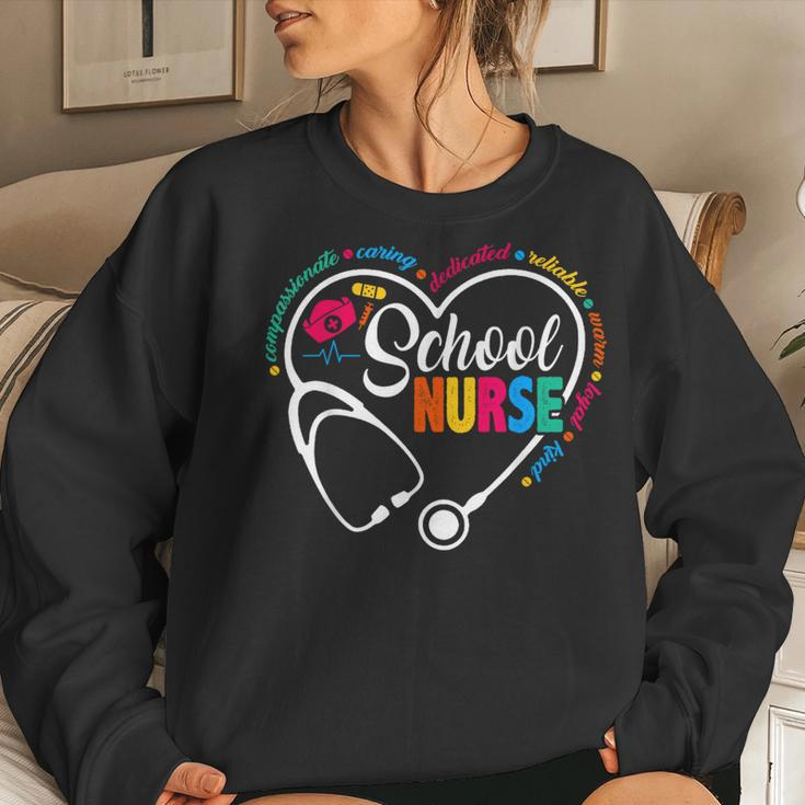 School Nurse Vintage Love Heart Nurse Life Women Sweatshirt Gifts for Her