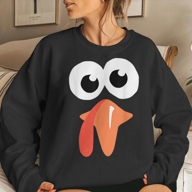 Silly Turkey Face Thanksgiving Fall Joke Humor Women Sweatshirt Gifts for Her