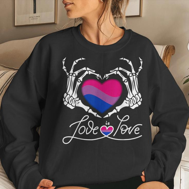 Skeleton Heart Love Is Love Lgbt Bisexual Pride Month Women Women Sweatshirt Gifts for Her