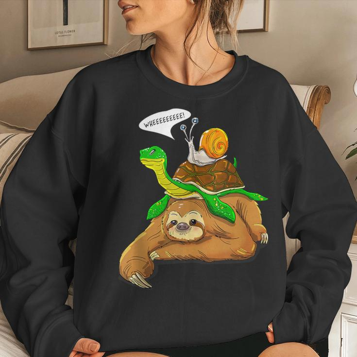 Sloth Turtle Snail Humor Cute Animal Lover Women Sweatshirt Gifts for Her
