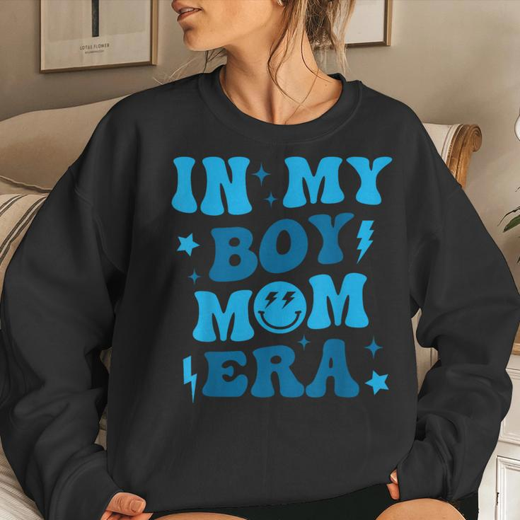 Smile Face In My Boy Mom Era Groovy Mom Of Boys Women Sweatshirt Gifts for Her
