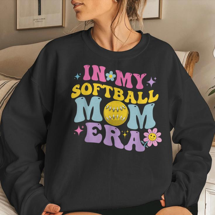 In My Softball Mom Era Retro Groovy Mom Life For Game Day Women Sweatshirt Gifts for Her