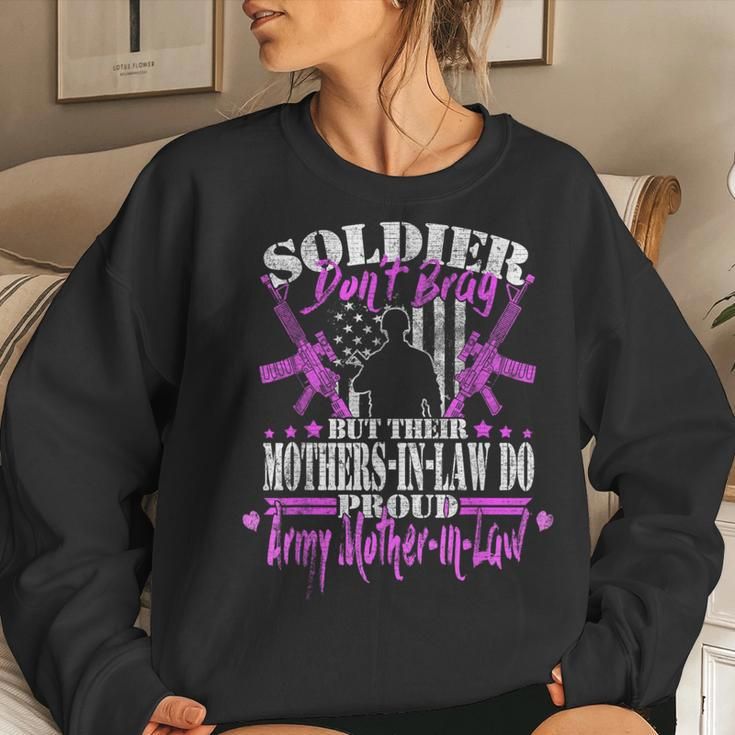 Soldiers Don't Brag Proud Army Mother-In-Law Military Mom Women Sweatshirt Gifts for Her