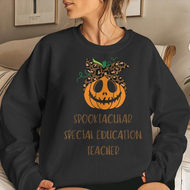Spooktacular Special Education Teacher Cute Smiling Pumpkin Women Sweatshirt Gifts for Her