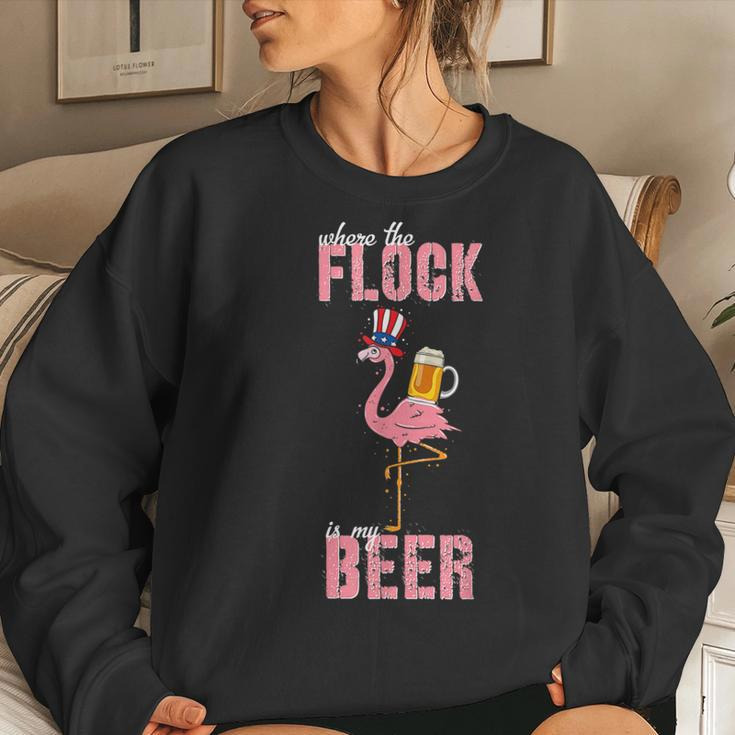 Spring Break 2022 Flamingo Patriotic Hat Beer Patriotic Women Sweatshirt Gifts for Her