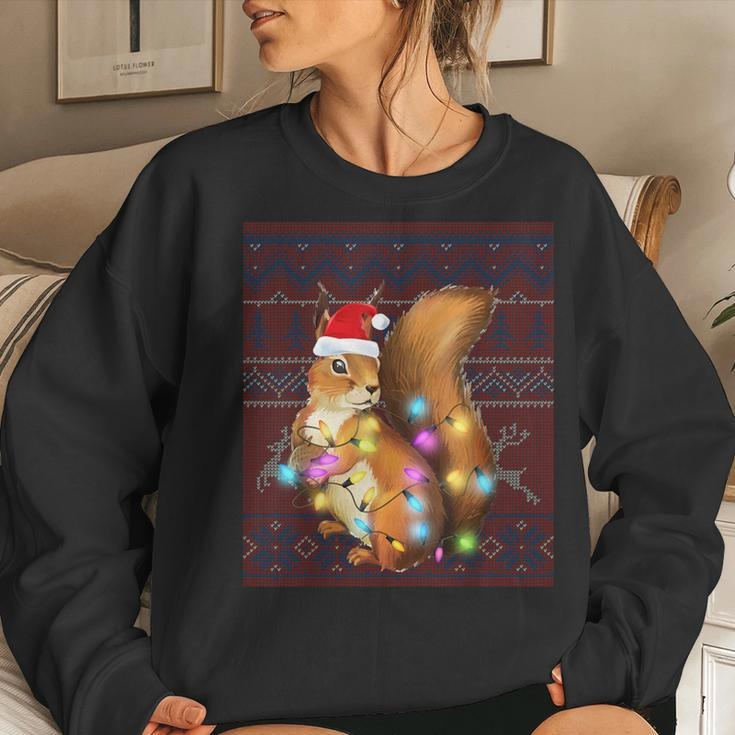 Squirrel Christmas Lights Ugly Sweater Squirrel Lover Women Sweatshirt Gifts for Her
