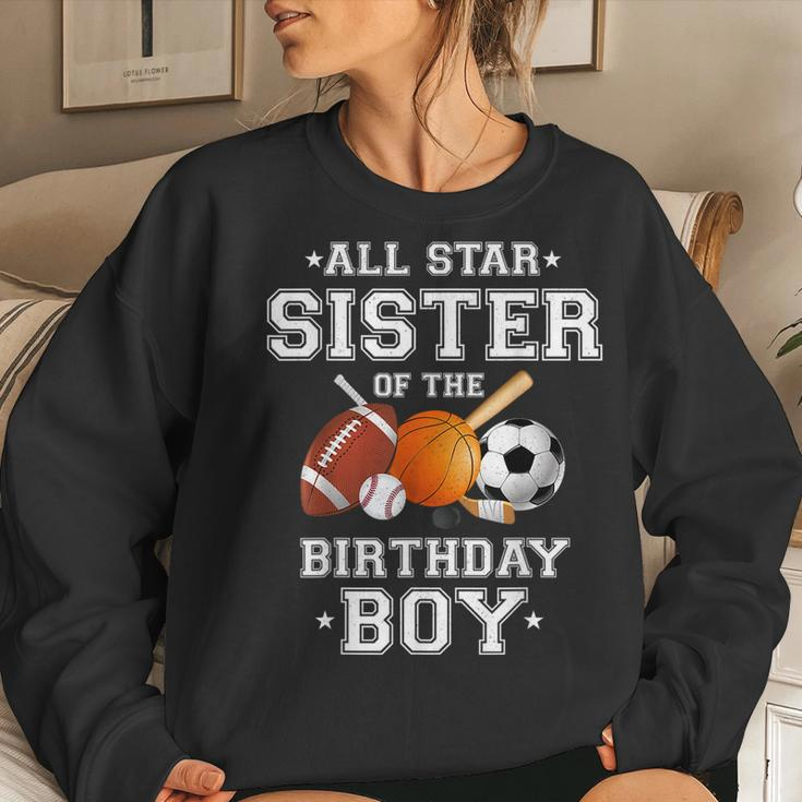 All Star Sister Of The Birthday Boy Sports Sister Cousin Women Sweatshirt Gifts for Her