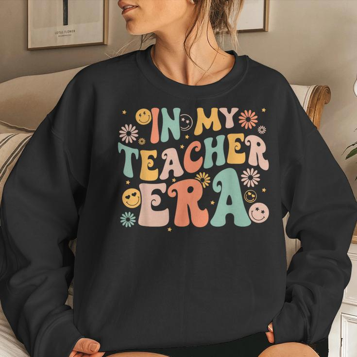 In My Teacher Era Cute Smile Face Groovy Teacher Era Women Sweatshirt Gifts for Her