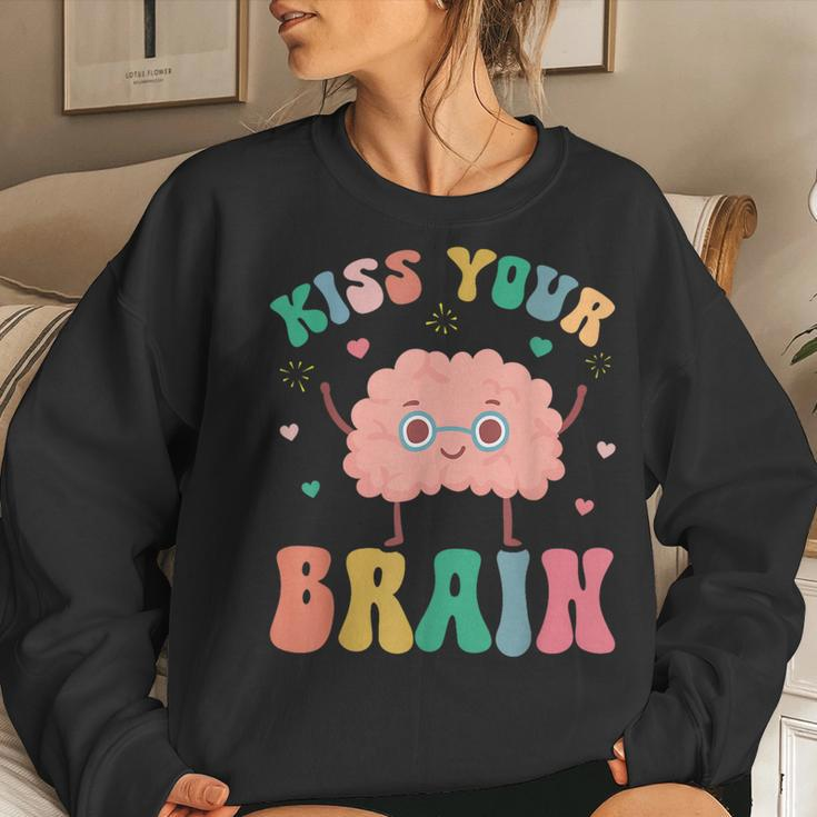 Teacher Kiss Your Brain Student Cute Back To School Women Sweatshirt Gifts for Her