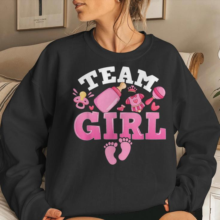 Team Girl Funny Gender Reveal Party Idea For Dad Mom Family Women Crewneck Graphic Sweatshirt Gifts for Her