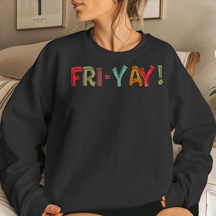Tgif Happy Fri-Yay Friday Lovers Colorful Weekend Teacher Women Sweatshirt Gifts for Her