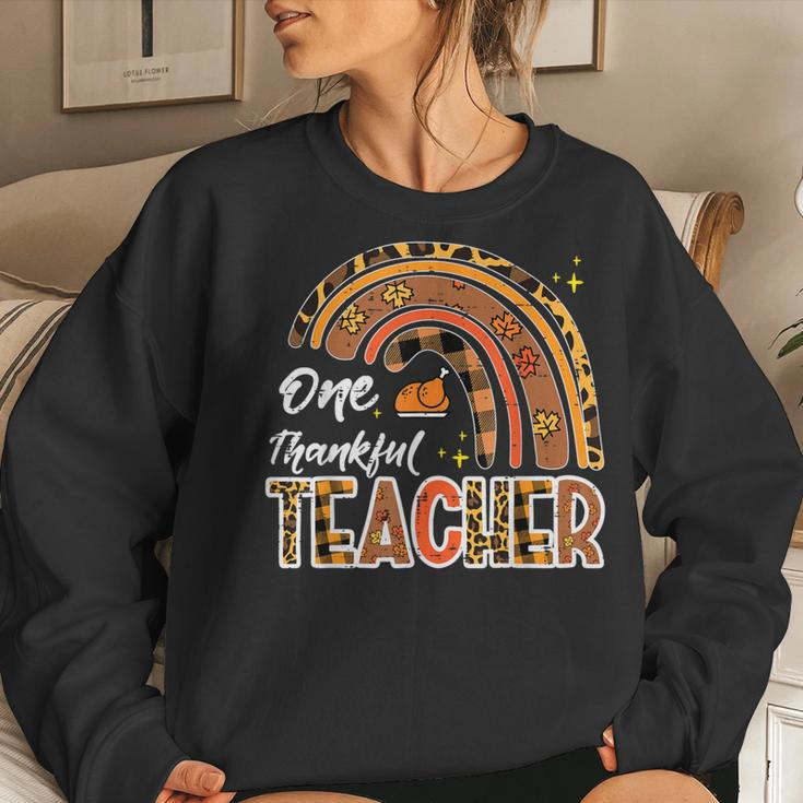Thanksgiving Thankful Teacher Rainbow Turkey Day Fall Women Women Sweatshirt Gifts for Her