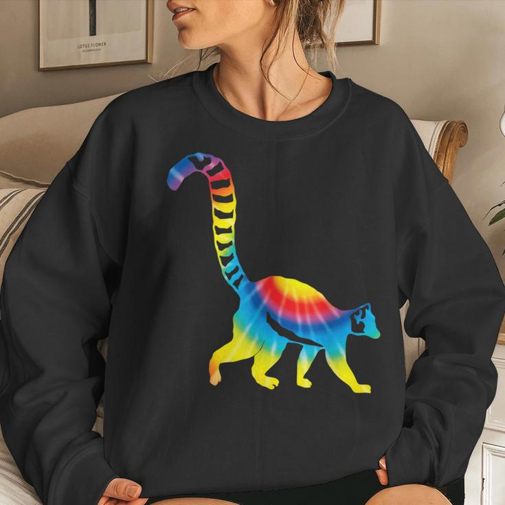 Tie Dye Indri Rainbow Print Lemur Animal Hippie Peace Women Sweatshirt Gifts for Her