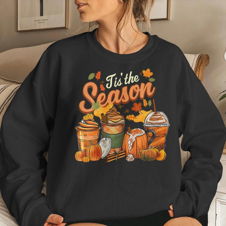 Tis The Season Pumpkin Spice Latte Halloween Fall Coffee Women Sweatshirt Gifts for Her
