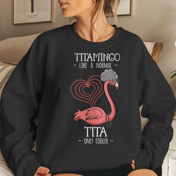 Titamingo Tita Flamingo Lover Auntie Aunt Fauntie Tia Aunty Flamingo Women Sweatshirt Gifts for Her