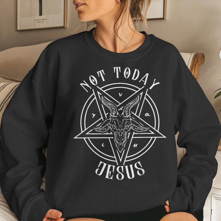 Today Not Jesus Satan Goat Satanic Satanism Women Sweatshirt Gifts for Her