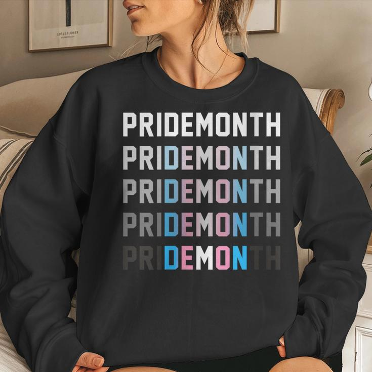 Trans Pride Month Demon Sarcastic Humorous Lgbt Slogan Women Sweatshirt Gifts for Her