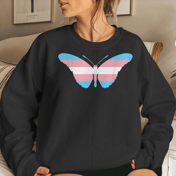 Transgender Butterfly Trans Pride Flag Ftm Mtf Insect Lovers Women Sweatshirt Gifts for Her