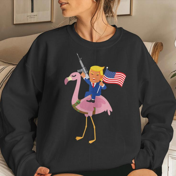 Trump Flamingo Gun Merica 2020 Election Maga Republican Women Sweatshirt Gifts for Her