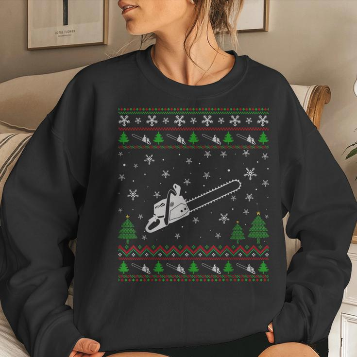 Ugly Christmas Sweater For Chainsaw Lovers Ugly Women Sweatshirt Gifts for Her