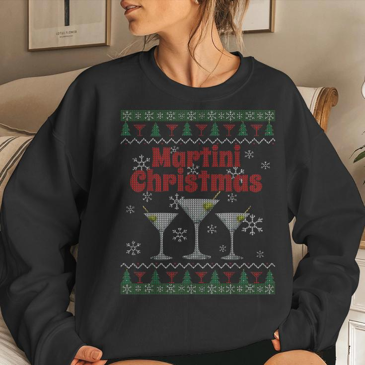 Ugly Christmas Sweater Vodka Martini Cocktails Women Sweatshirt Gifts for Her