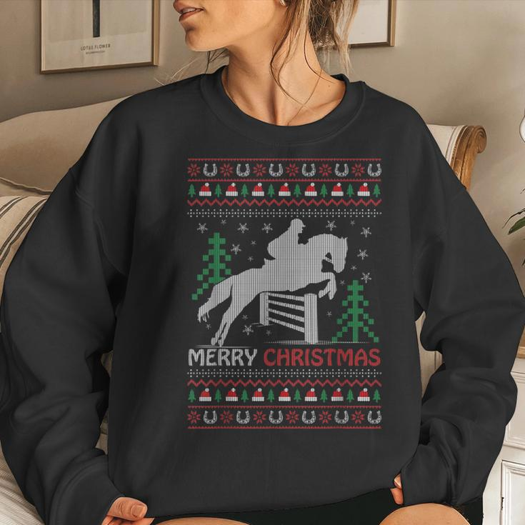 Ugly Sweater Christmas Horse Riding Rider Horses Lovers Women Sweatshirt Gifts for Her