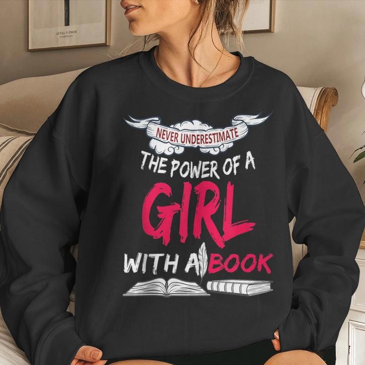 Never Underestimate A Girl With A Book Reading Women Sweatshirt Gifts for Her