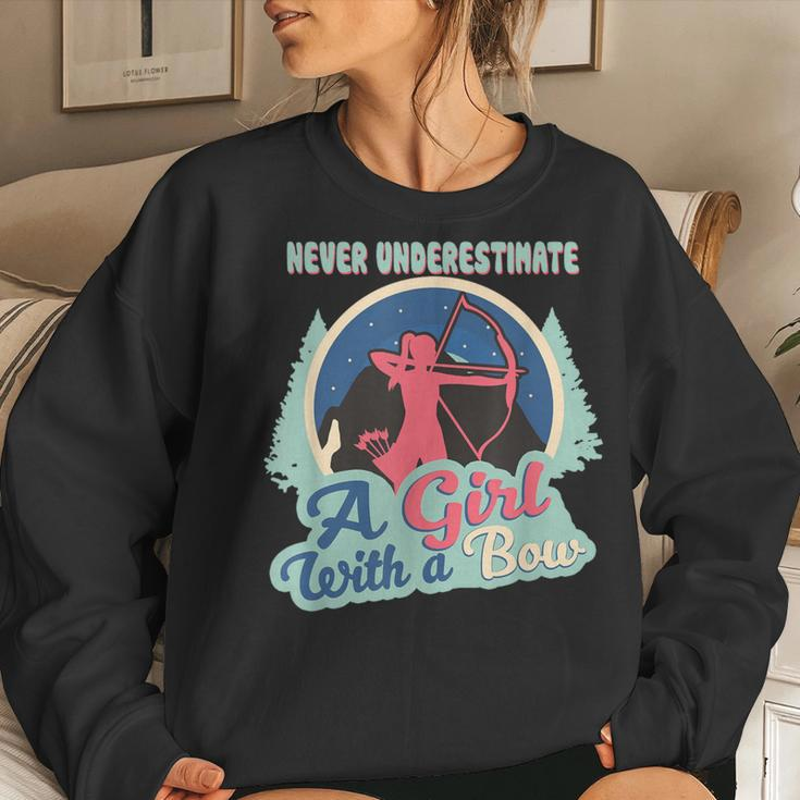 Never Underestimate A Girl With A Bow Archery Sagittarius Women Sweatshirt Gifts for Her