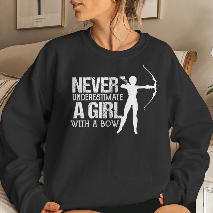 Never Underestimate A Girl With A Bow- Female Archery Women Sweatshirt Gifts for Her