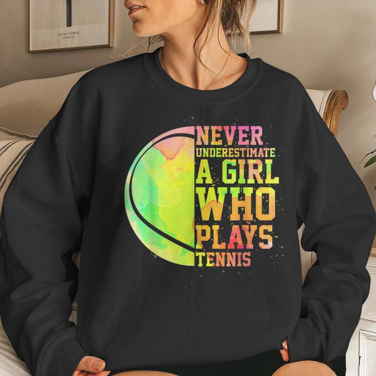 Never Underestimate A Girl Who Plays Tennis Sports Lover Women Sweatshirt Gifts for Her