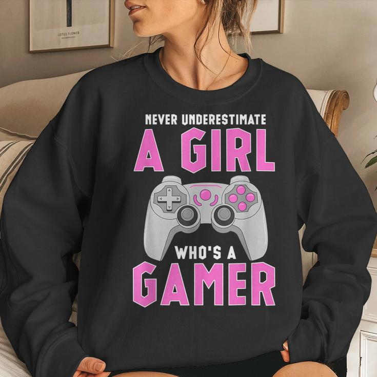 Never Underestimate A Girl Who's A Gamer Women Sweatshirt Gifts for Her