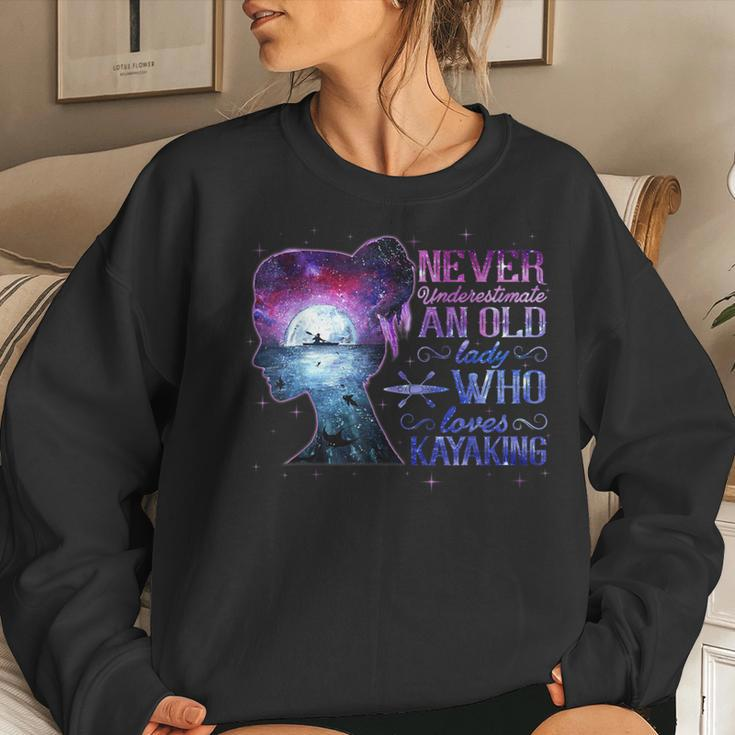 Never Underestimate An Old Lady Who Loves Kayaking Kayak Women Sweatshirt Gifts for Her