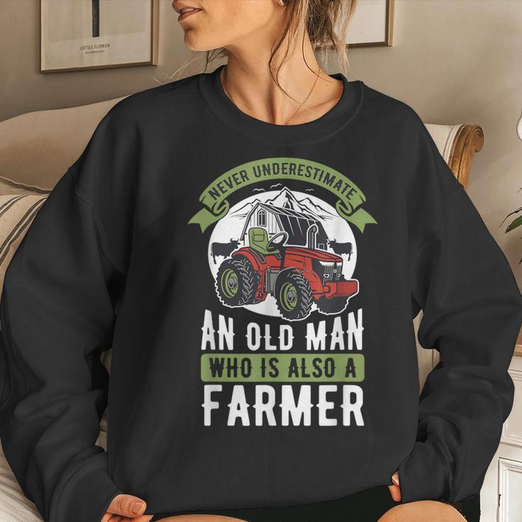 Never Underestimate An Old Man Retired Farmer Women Sweatshirt Gifts for Her