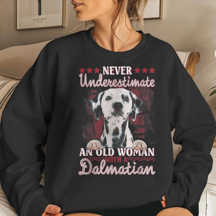 Never Underestimate An Old Woman With A Dalmatian Women Sweatshirt Gifts for Her