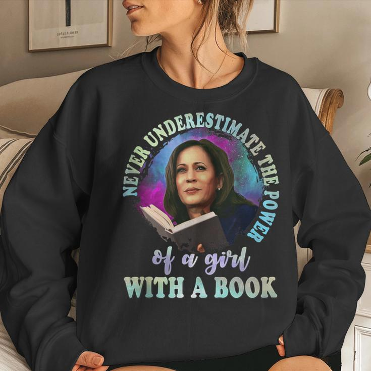 Never Underestimate The Power Of A Girl With A Book Womens Women Sweatshirt Gifts for Her