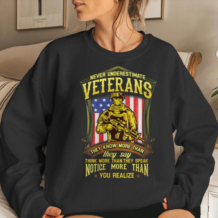 Never Underestimate A Veteran Military Women Sweatshirt Gifts for Her