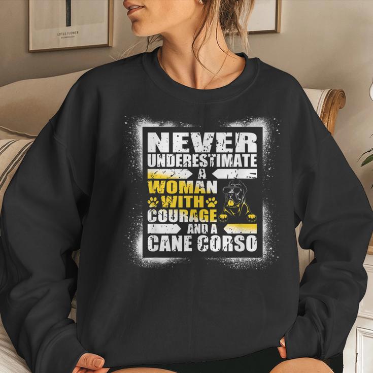 Never Underestimate Woman Courage And A Cane Corso Women Sweatshirt Gifts for Her