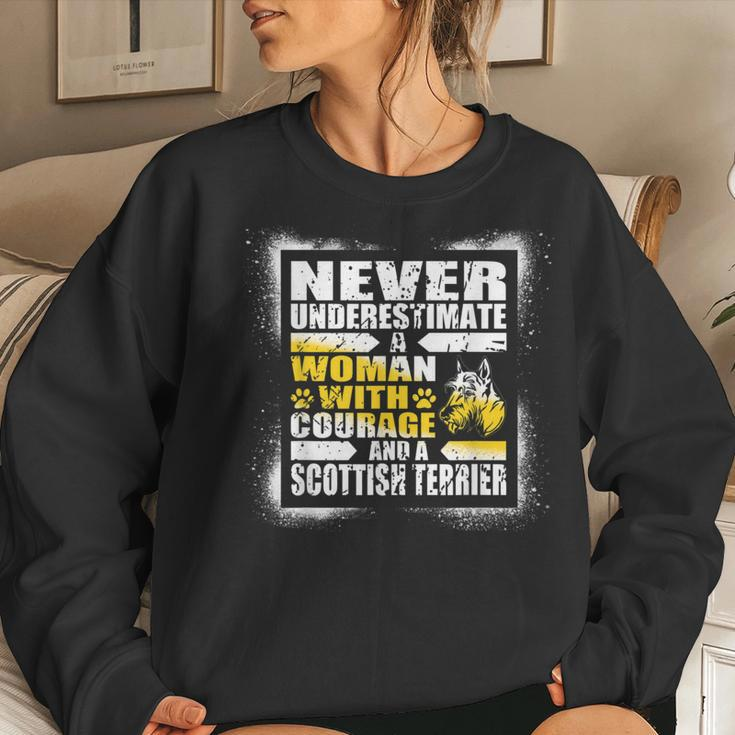 Never Underestimate Woman Courage And A Scottish Terrier Women Sweatshirt Gifts for Her
