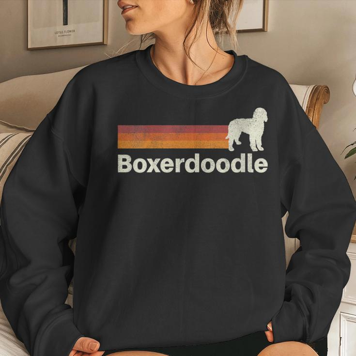 Vintage Boxerdoodle Retro Mom Dad Dog Women Sweatshirt Gifts for Her