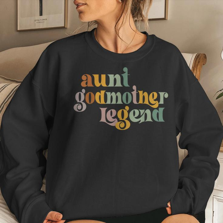 Vintage Groovy Aunt Godmother Legend Women Sweatshirt Gifts for Her