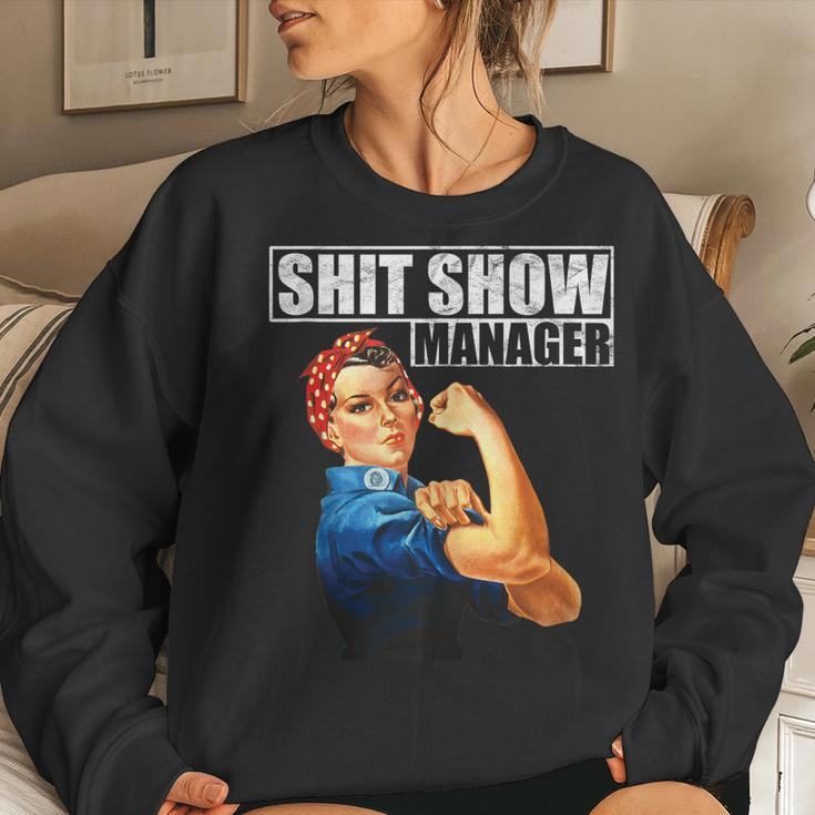 Vintage SHIT Show Manager Mom Boss Supervisor Women Sweatshirt Gifts for Her