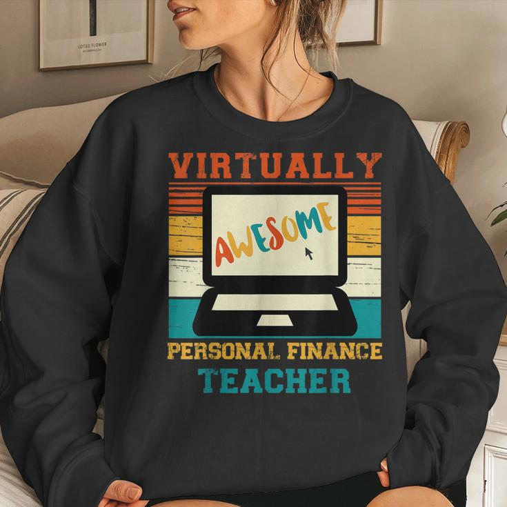 Virtually Awesome Personal Finance Teacher Retro Men Women Sweatshirt Gifts for Her