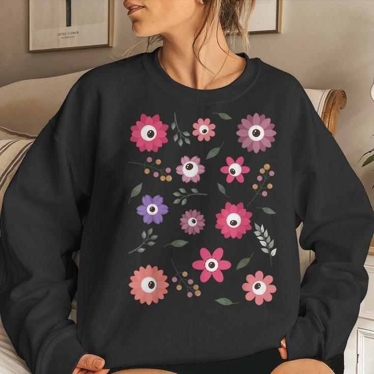 Weirdcore Aesthetic Floral Eyes Pattern Aesthetic Women Sweatshirt Gifts for Her