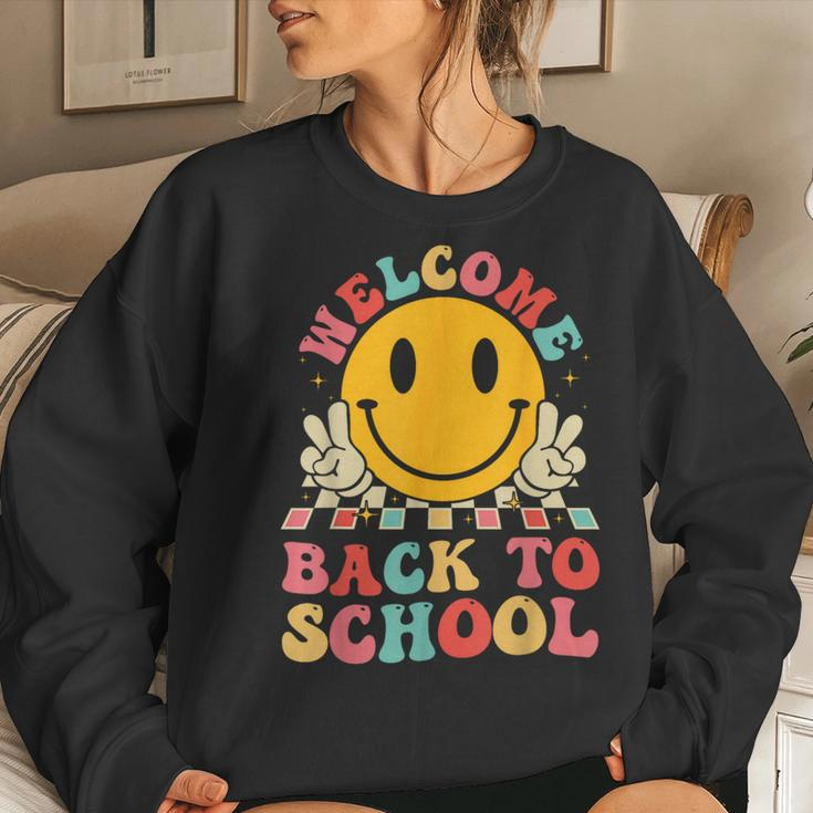 Welcome Back To School Retro First Day Of School Teacher Women Sweatshirt Gifts for Her
