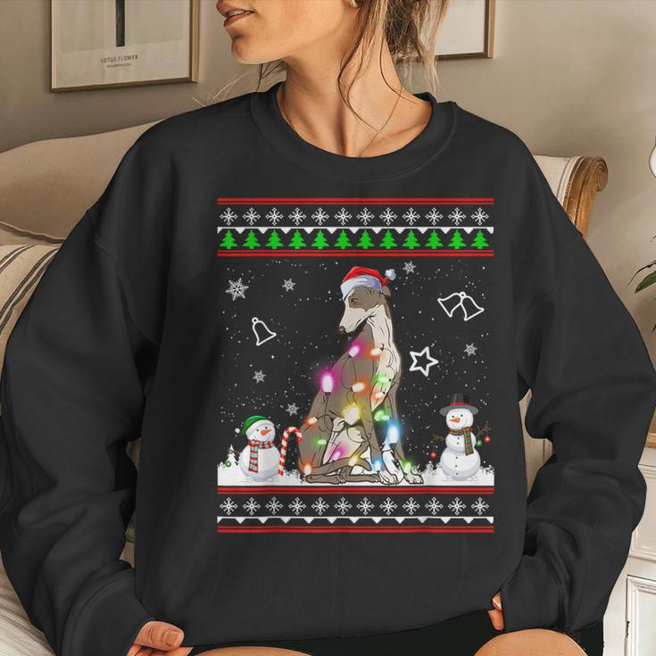 Whippet Dog Christmas Lights Ugly Christmas Sweater Women Sweatshirt Gifts for Her