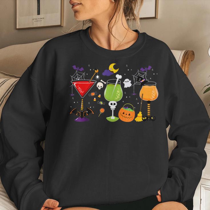 Wine Glass Of Witchcraft Halloween Witch Hat Women Sweatshirt Gifts for Her