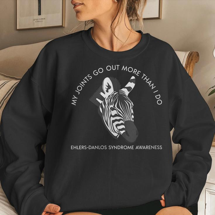 Womens Ehlers Danlos Awareness My Joints Go Out More Than I Do Women Crewneck Graphic Sweatshirt Gifts for Her
