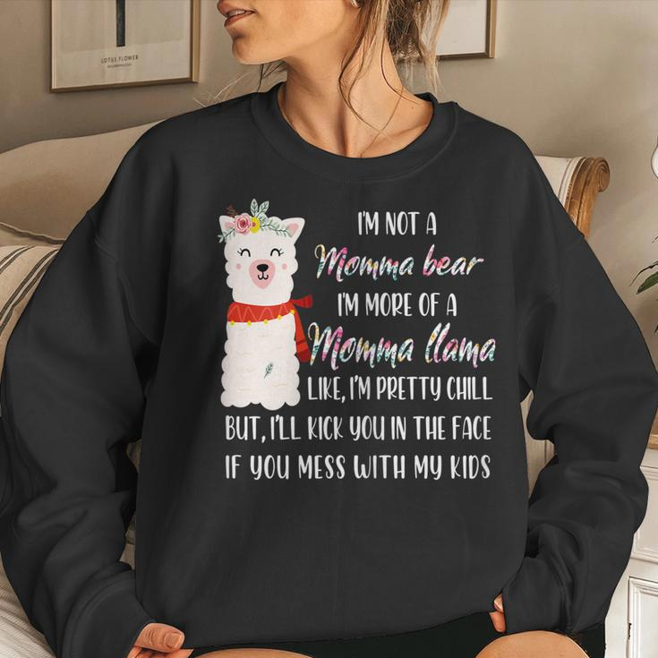 Womens Im Not A Momma Bear Im More Of A Momma Llama Floral Women Crewneck Graphic Sweatshirt Gifts for Her