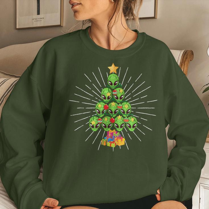 Alien Christmas Tree Xmas Pajamas Pjs Space Christian Women Sweatshirt Gifts for Her